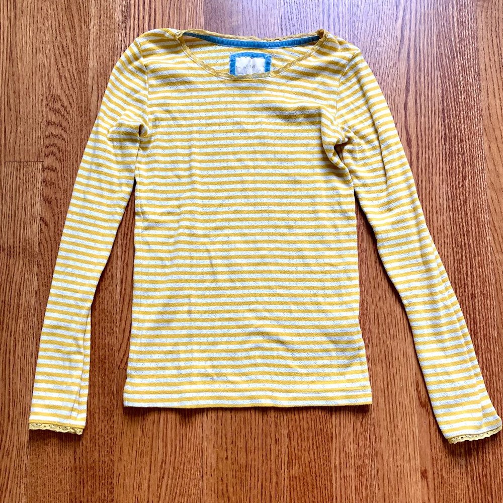 Boden girls yellow stripped long-sleeve shirt Size 13-14Y